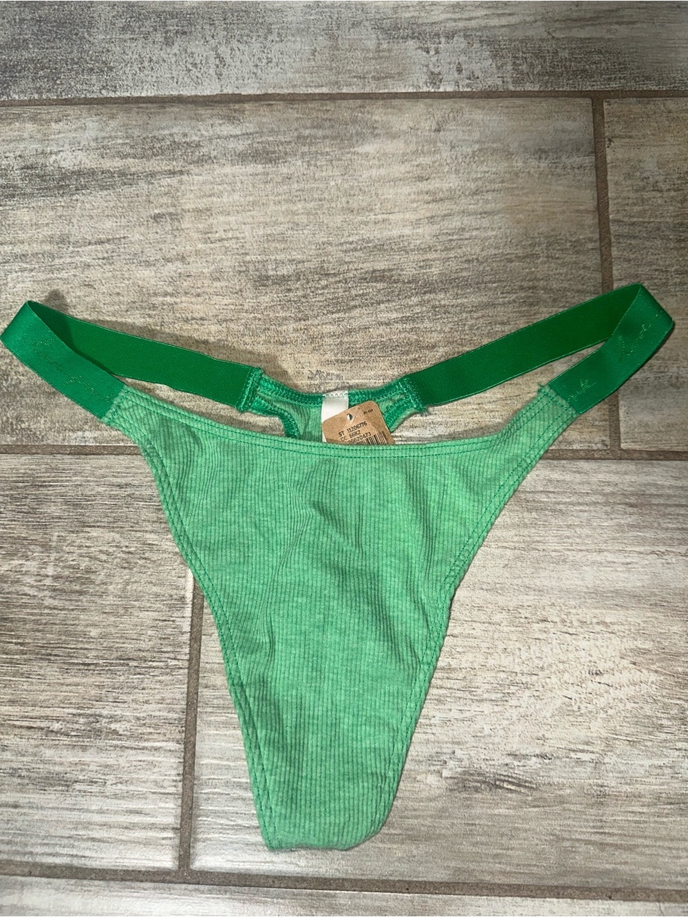 PINK Victoria's Secret Green Ribbed Thong 🍃 - Picture 2 of 5